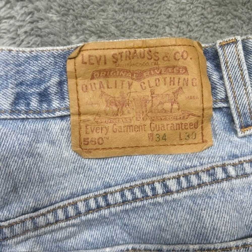 Levis 560 Jeans Mens 34x30 Light Blue‎ Loose Fit Comfort Tapered Denim Y2k 00s - Picture 9 of 14